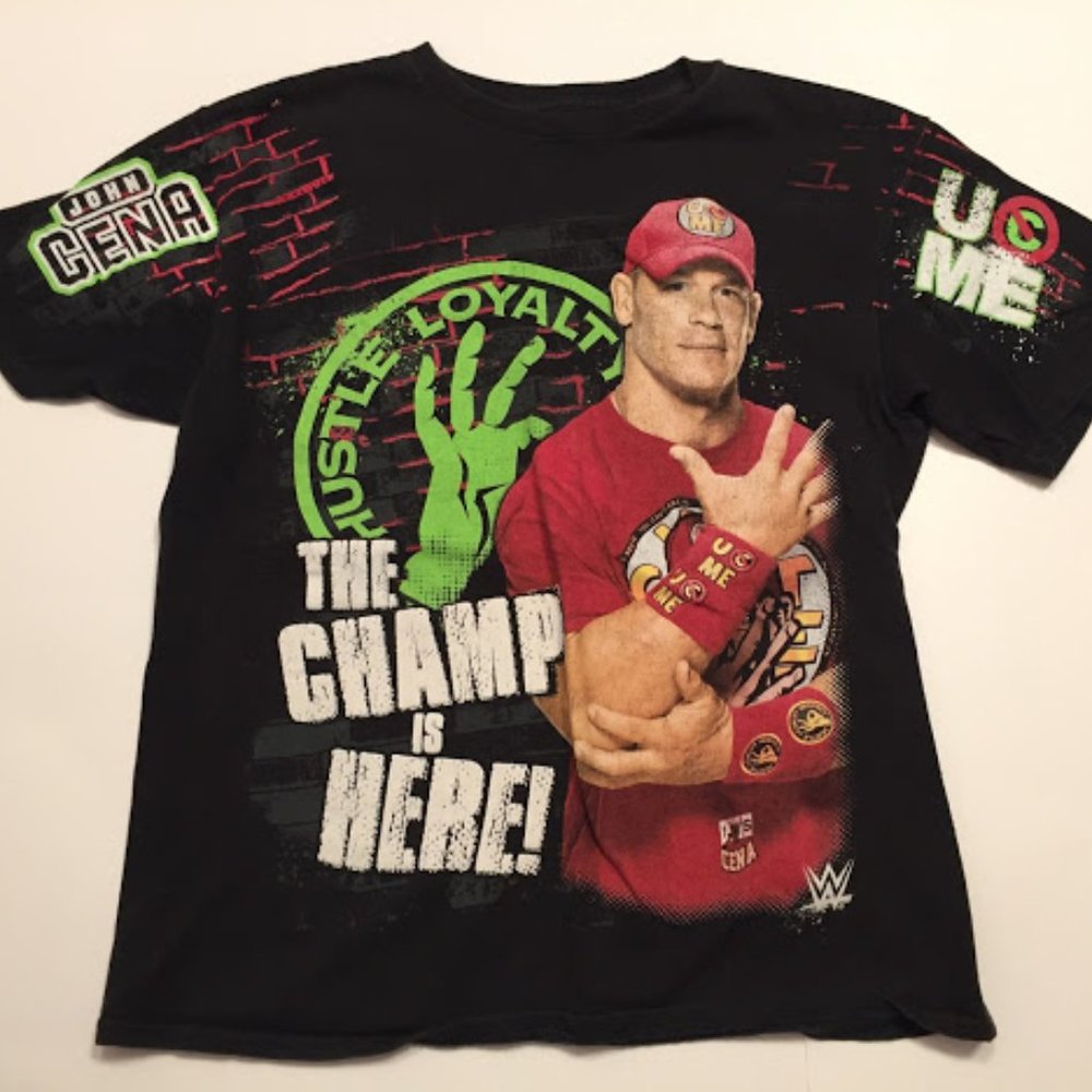 WWE John Cena Boys Youth T Shirt Size XXL 18 Black The Champ is Here! Hustle